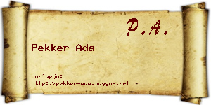 Pekker Ada névjegykártya